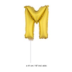 ballon lettre "m" en aluminium avec bâton 41cm or