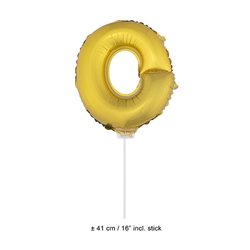 ballon lettre "o" en aluminium avec bâton 41cm or