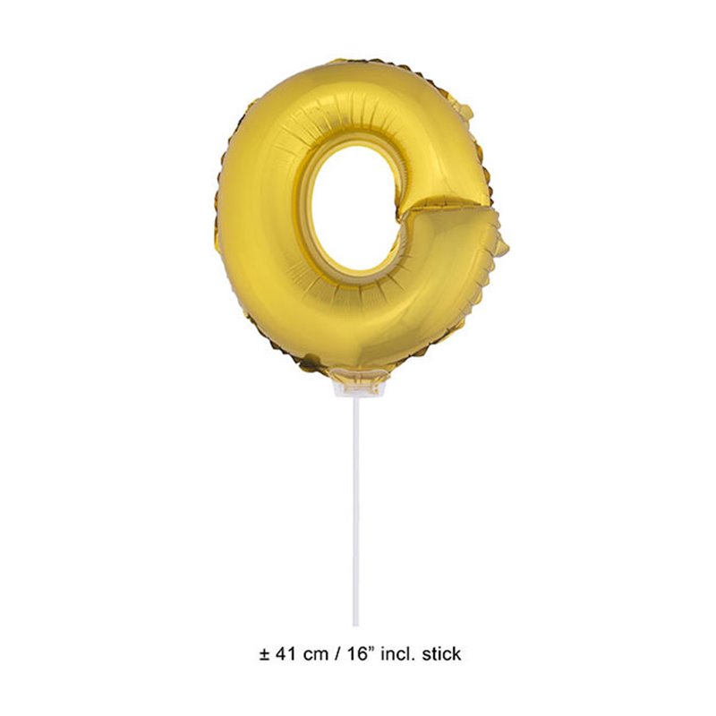 ballon lettre "o" en aluminium avec bâton 41cm or