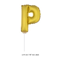 ballon lettre "p" en aluminium avec bâton 41cm or