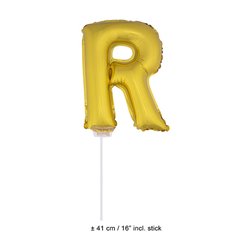 ballon lettre "r" en aluminium avec bâton 41cm or