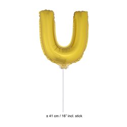 ballon lettre "u" en aluminium avec bâton 41cm or