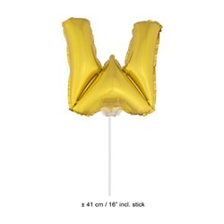 ballon lettre "w" en aluminium avec bâton 41cm or