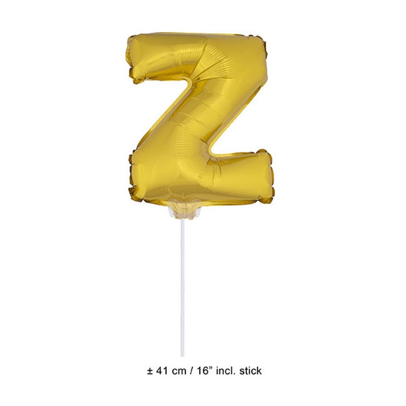 ballon lettre "z" en aluminium avec bâton 41cm or