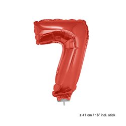 ballon chiffre "7" en aluminium avec bâton rouge 40cm