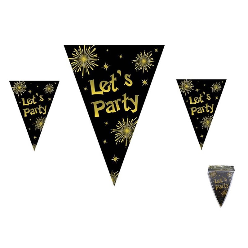 guirlande 10 fanions motif "let's party" 5m