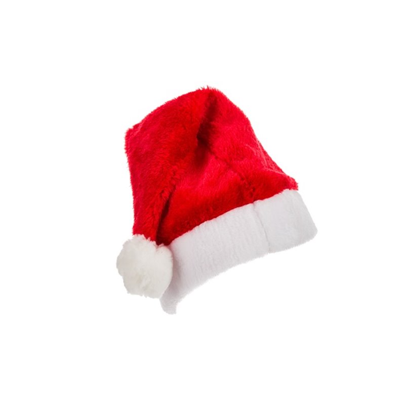 bonnet de noël peluche et moumoute rouge adulte