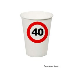 lot de 8 gobelets "40 ans" en carton