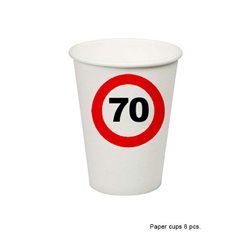 lot de 8 gobelets "70 ans" en carton