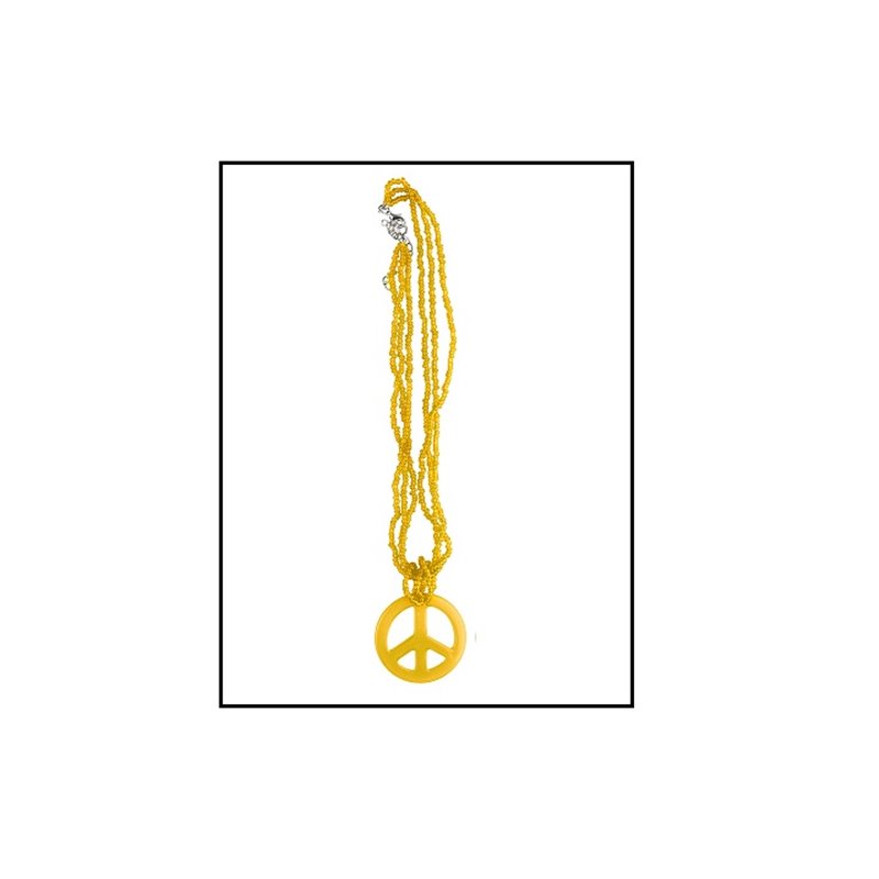 collier peace & love jaune 27cm