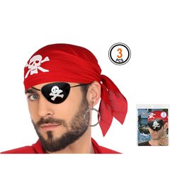 set bandana cache-oeil et boucle d'oreille pirate 3pcs