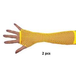 paire de mitaines filet longues fluo néon jaune 25cm