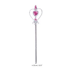 baguette de fée princesse argent coeur et pierres rose 32cm