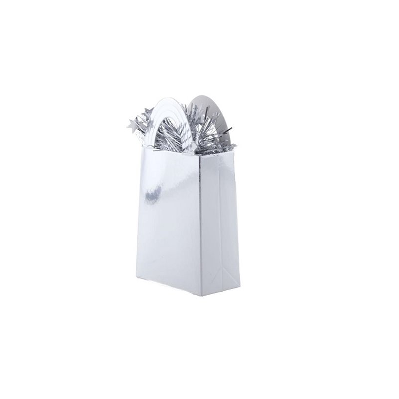 poids pour ballon sac cadeau argent brillant 12cm