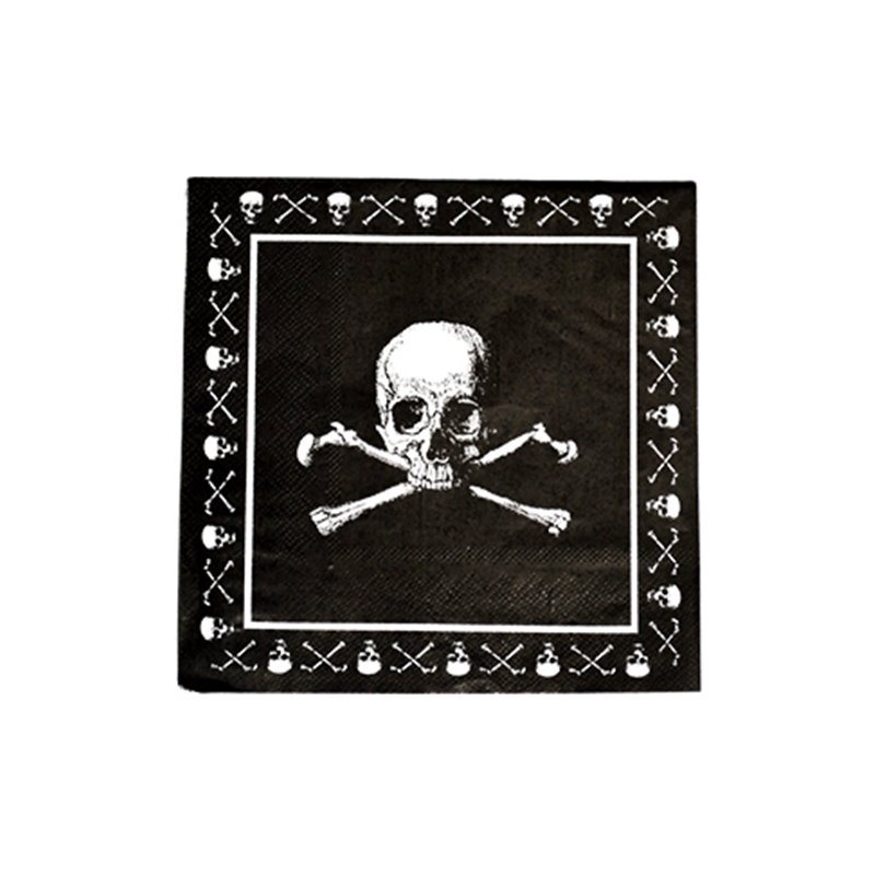 pirates noir lot de 20 serviettes en papier