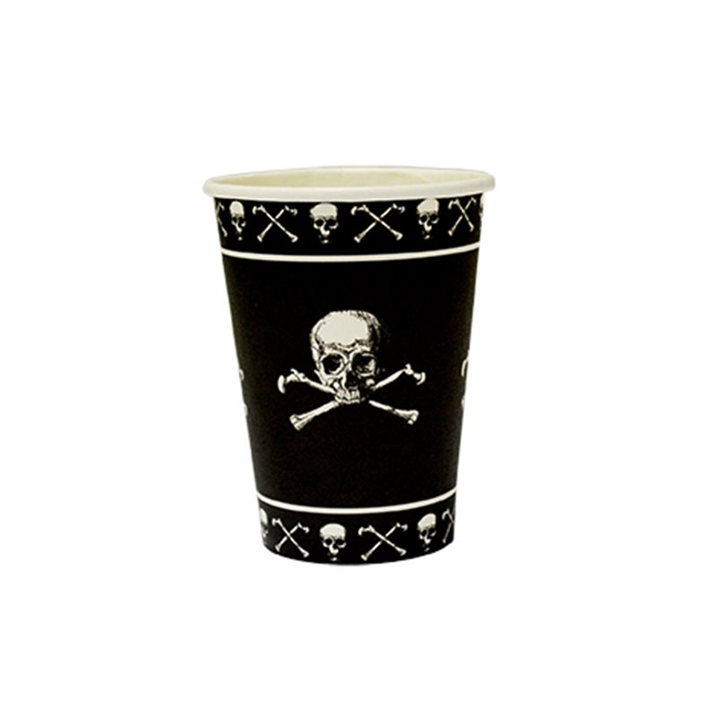 pirates noir lot de 8 gobelets en carton