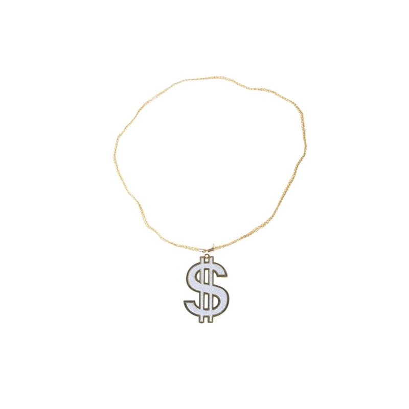 collier or avec pendentif dollar argent 7cm