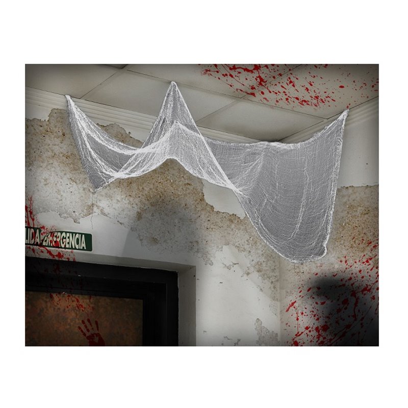 rideau voile halloween blanc 183x76cm