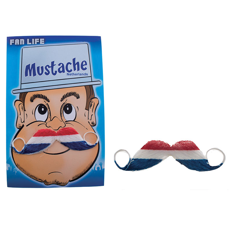 fausse moustache hollande pays bas bleu blanc rouge