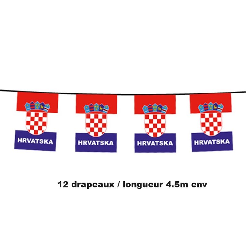 guirlande 12 drapeaux fanions croatie 4.5m