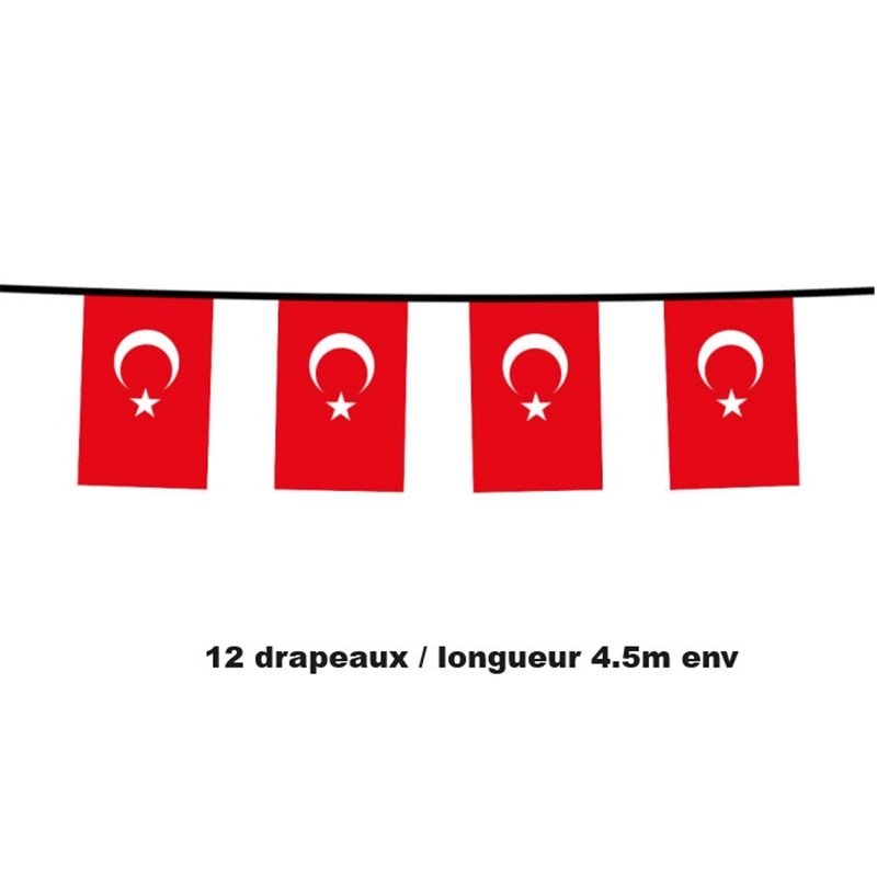 guirlande 12 drapeaux fanions turquie 4.5m