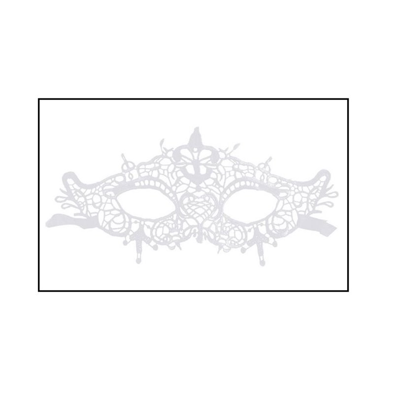 masque loup luxe dentelle avec symbole blanc 26cm