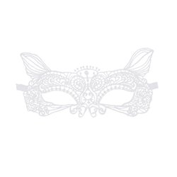 masque loup luxe dentelle avec oreilles de chat blanc