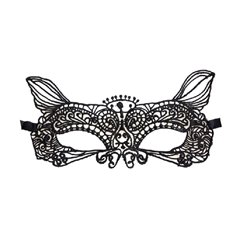 masque loup luxe dentelle avec oreilles de chat noir