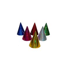 lot de 6 chapeaux coniques métallisés à paillettes 16cm