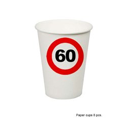 lot de 8 gobelets "60 ans" en carton