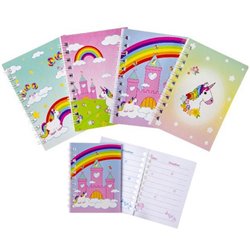 lot de 4 carnets à spirales motifs licorne 11x8cm