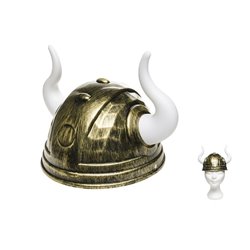 casque de viking gaulois doré avec 2 cornes adulte