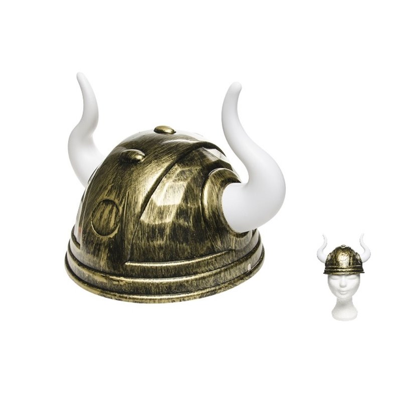 casque de viking gaulois doré avec 2 cornes adulte