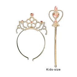 set de princesse enfant argent et pierres rose 2pcs