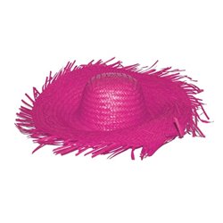 chapeau de paille tahiti hawaï pink fuschia adulte