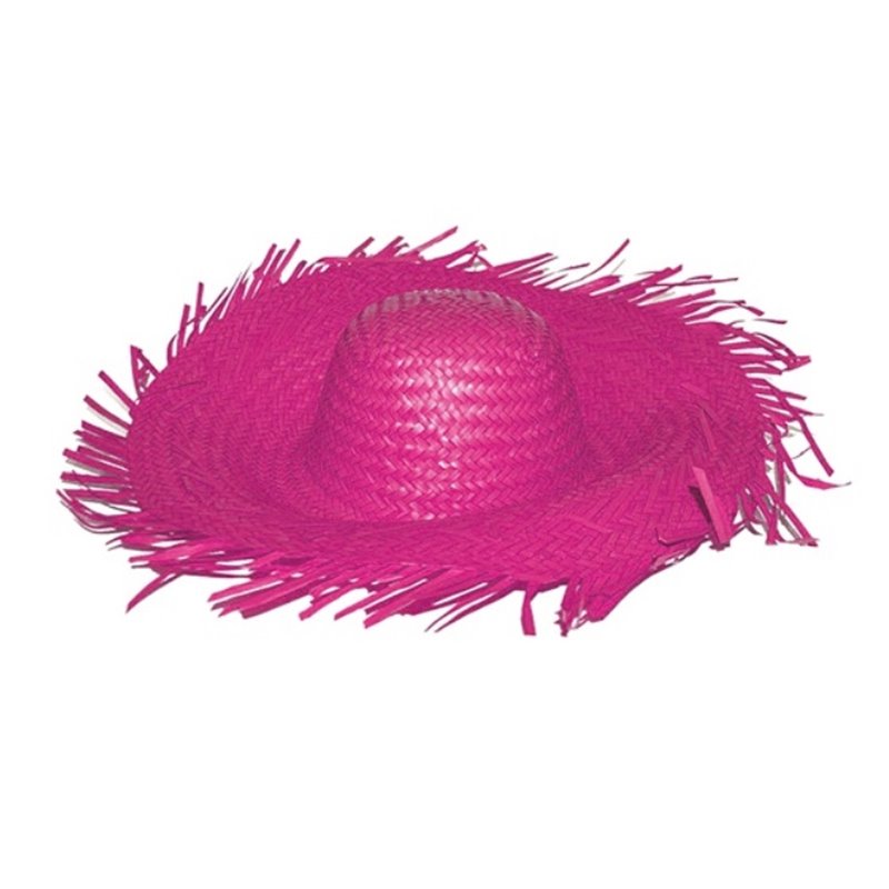 chapeau de paille tahiti hawaï pink fuschia adulte