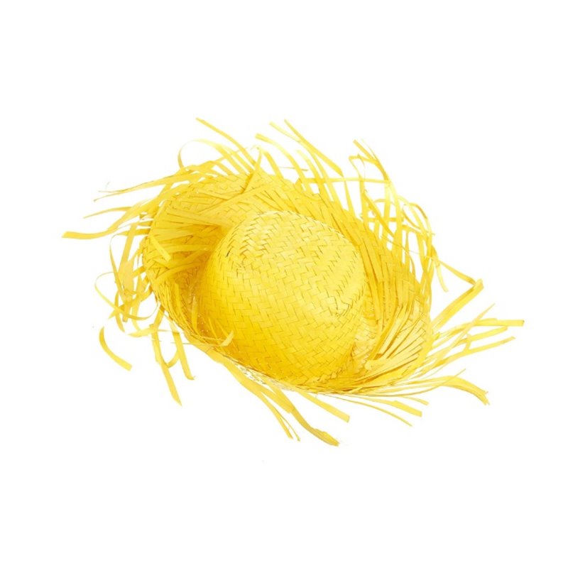 chapeau de paille avec franges jaune adulte