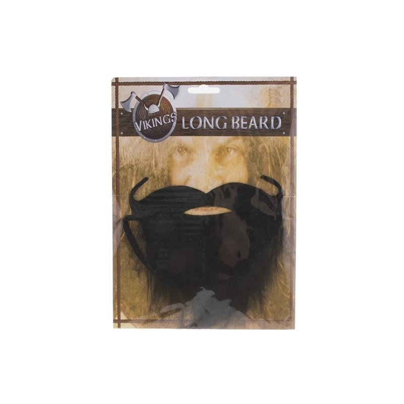 fausse barbe de gaulois viking noire courte 15cm