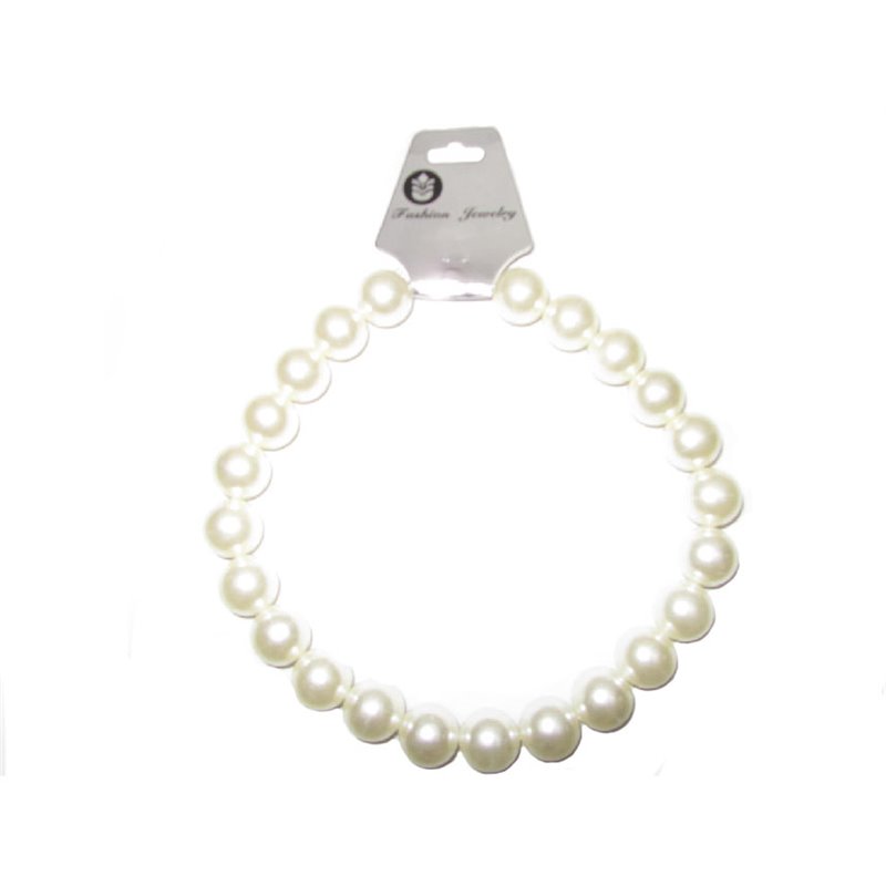 collier de grosses perles en plastique blanc