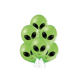 lot de 6 ballons de fête motif alien vert 27cm