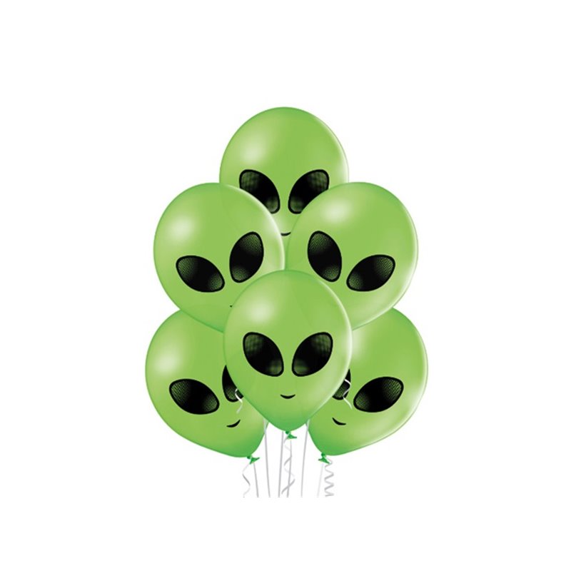 lot de 6 ballons de fête motif alien vert 27cm