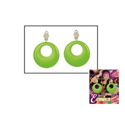 paire de boucles d'oreilles neon fluo avec clips vert