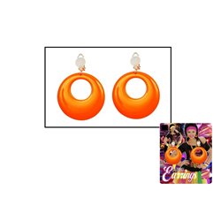 paire de boucles d'oreilles neon fluo avec clips orange