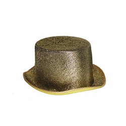 chapeau haut de forme à paillettes or