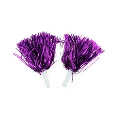 paire de pompons pom pom girl avec poignée violet métal