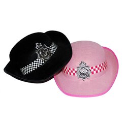 chapeau de police femme en feutrine rose