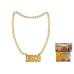 collier métallique doré disco