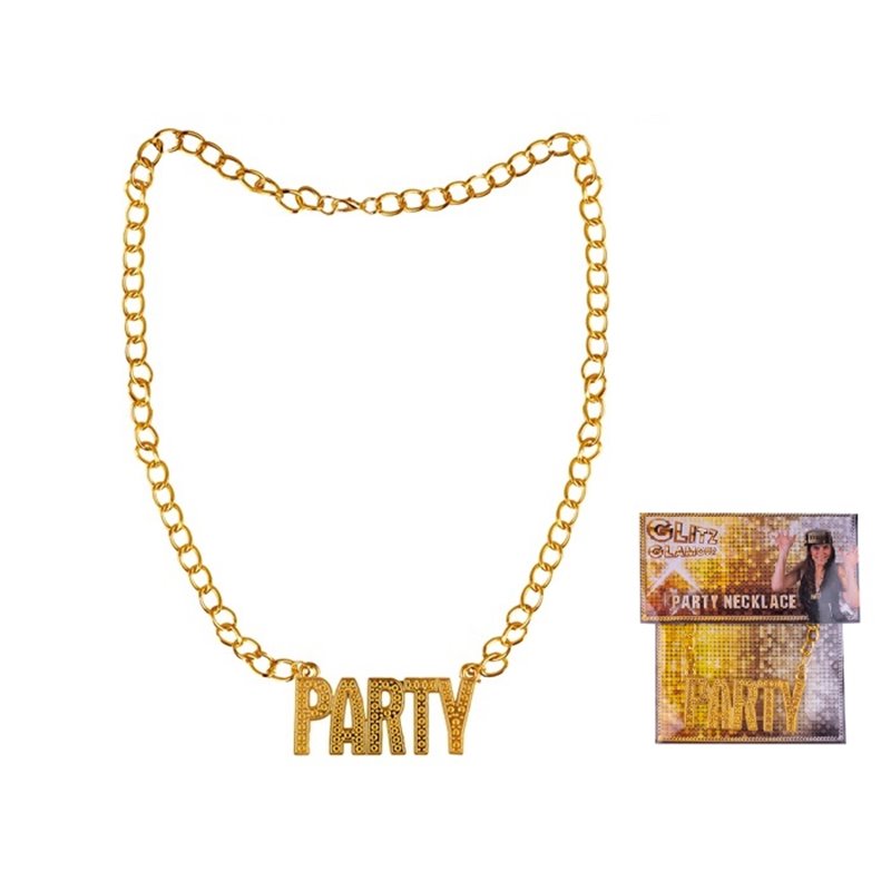 collier métallique doré party