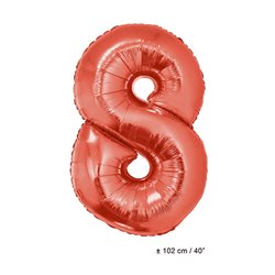 ballon chiffre "8" en aluminium rouge 1m