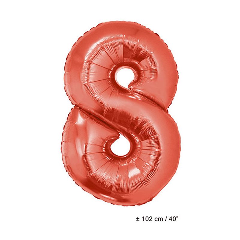 ballon chiffre "8" en aluminium rouge 1m